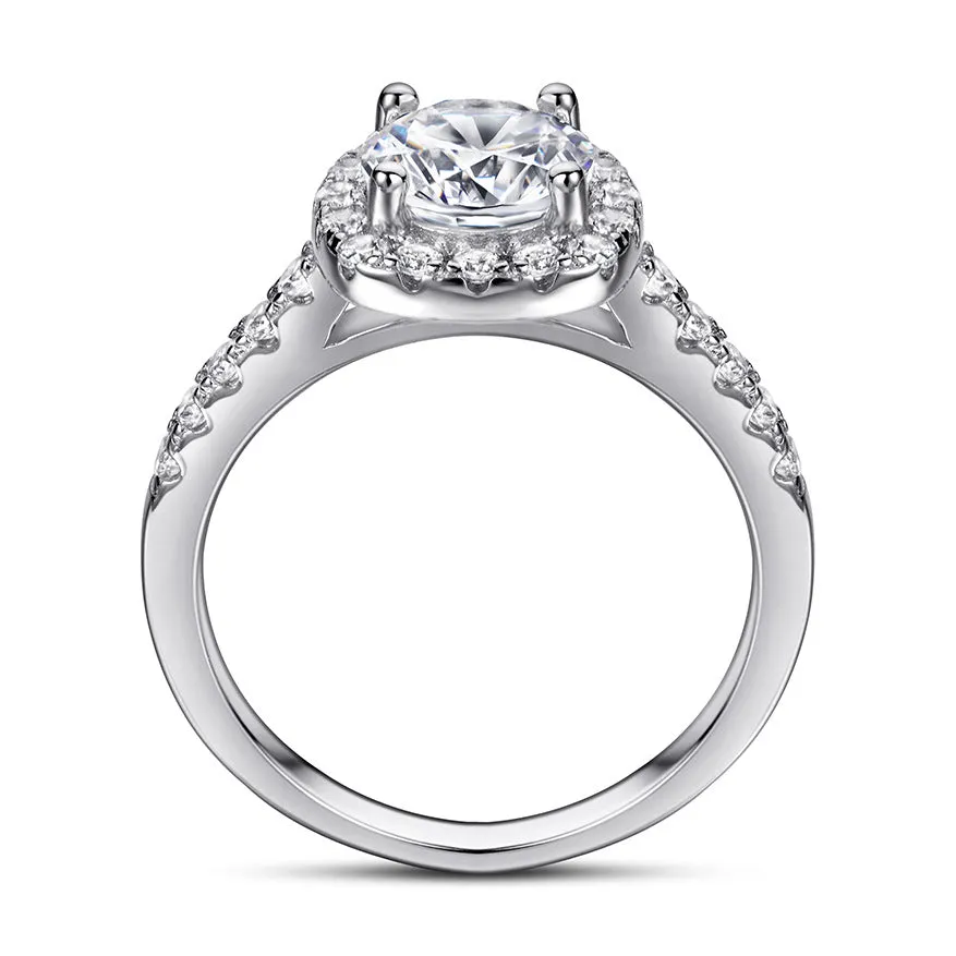 1.5 Carat Round Cushion Halo Engagement & Wedding Bridal Set Rings