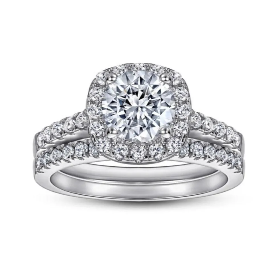 1.5 Carat Round Cushion Halo Engagement & Wedding Bridal Set Rings