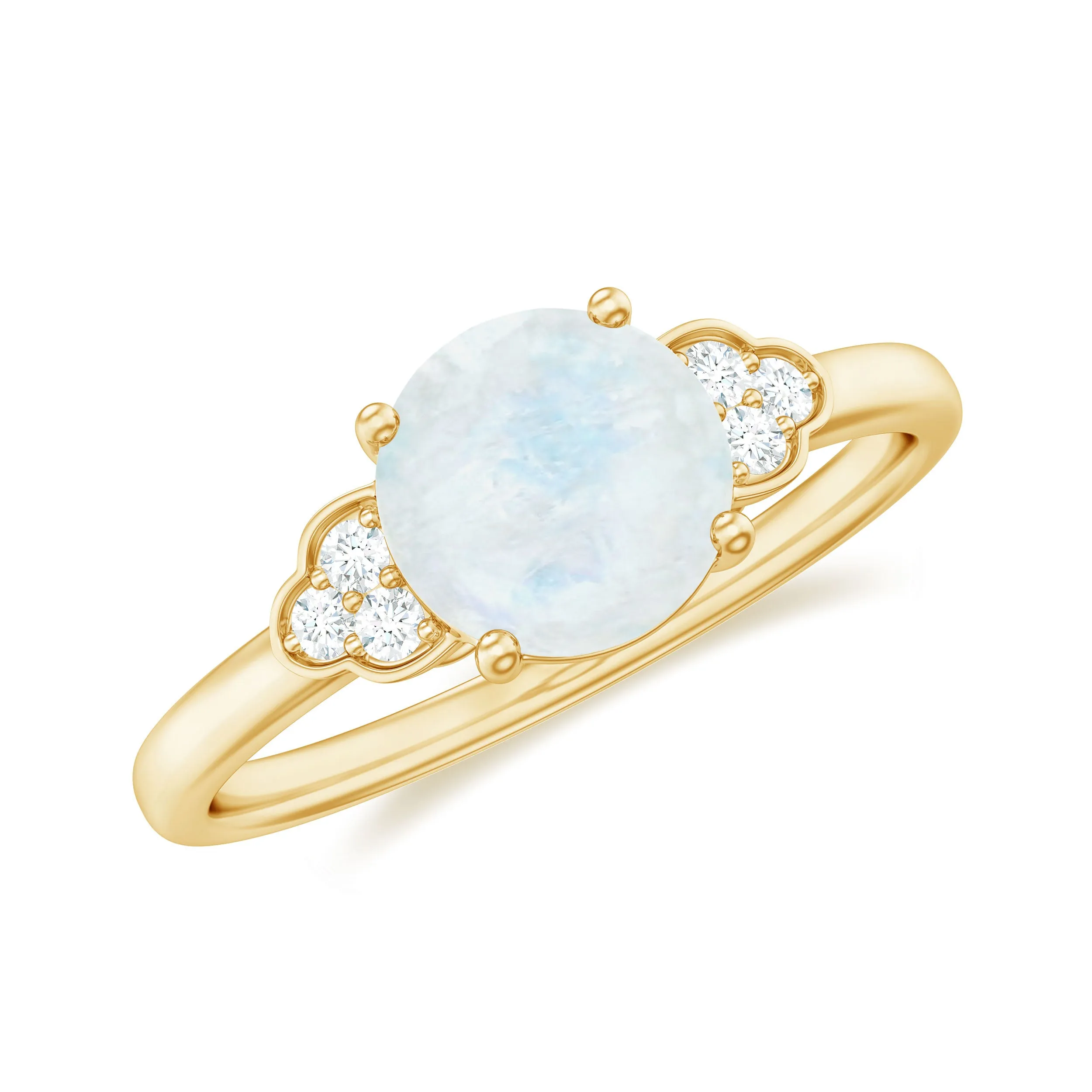 1.50 CT Moonstone Solitaire Engagement Ring with Diamond Trio