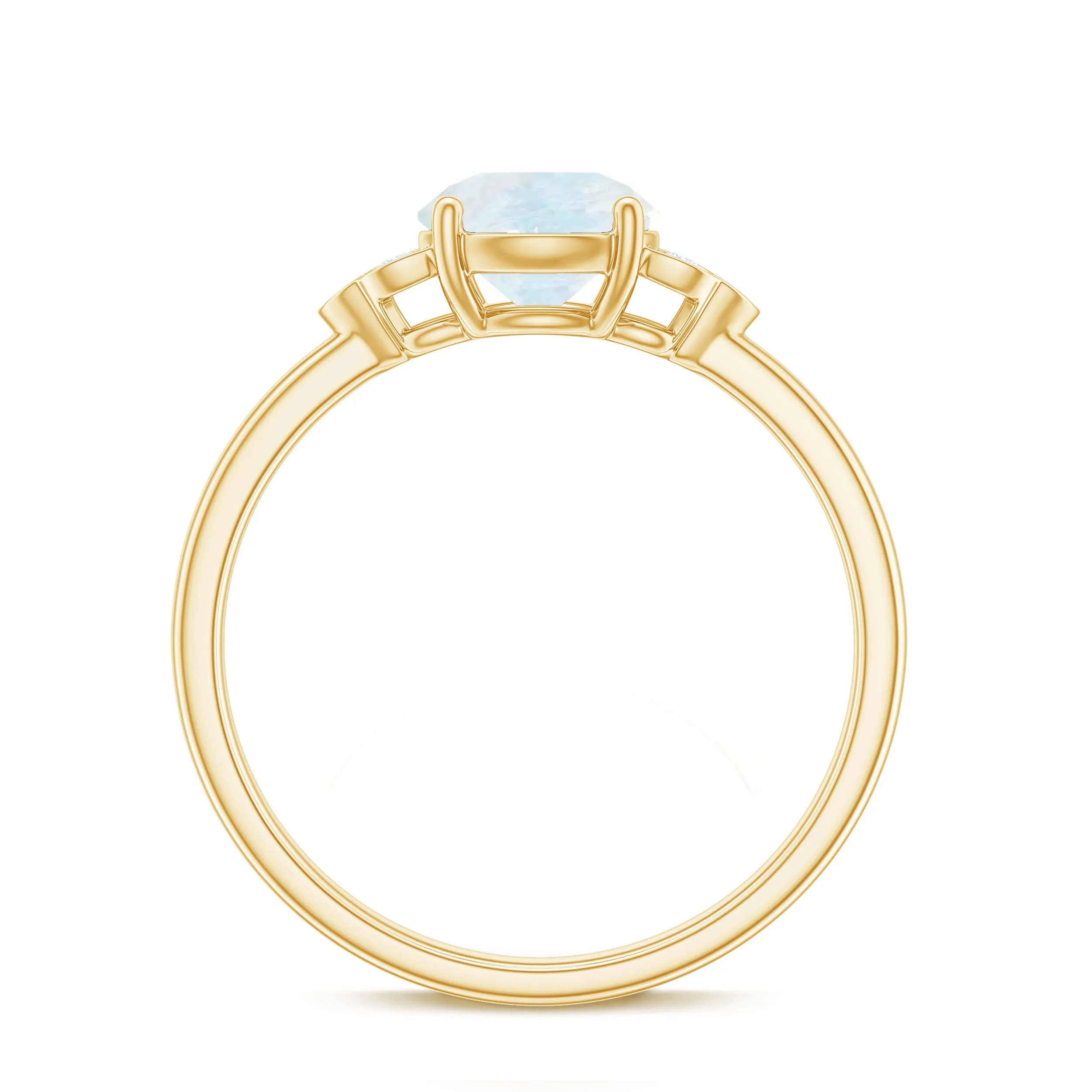 1.50 CT Moonstone Solitaire Engagement Ring with Diamond Trio