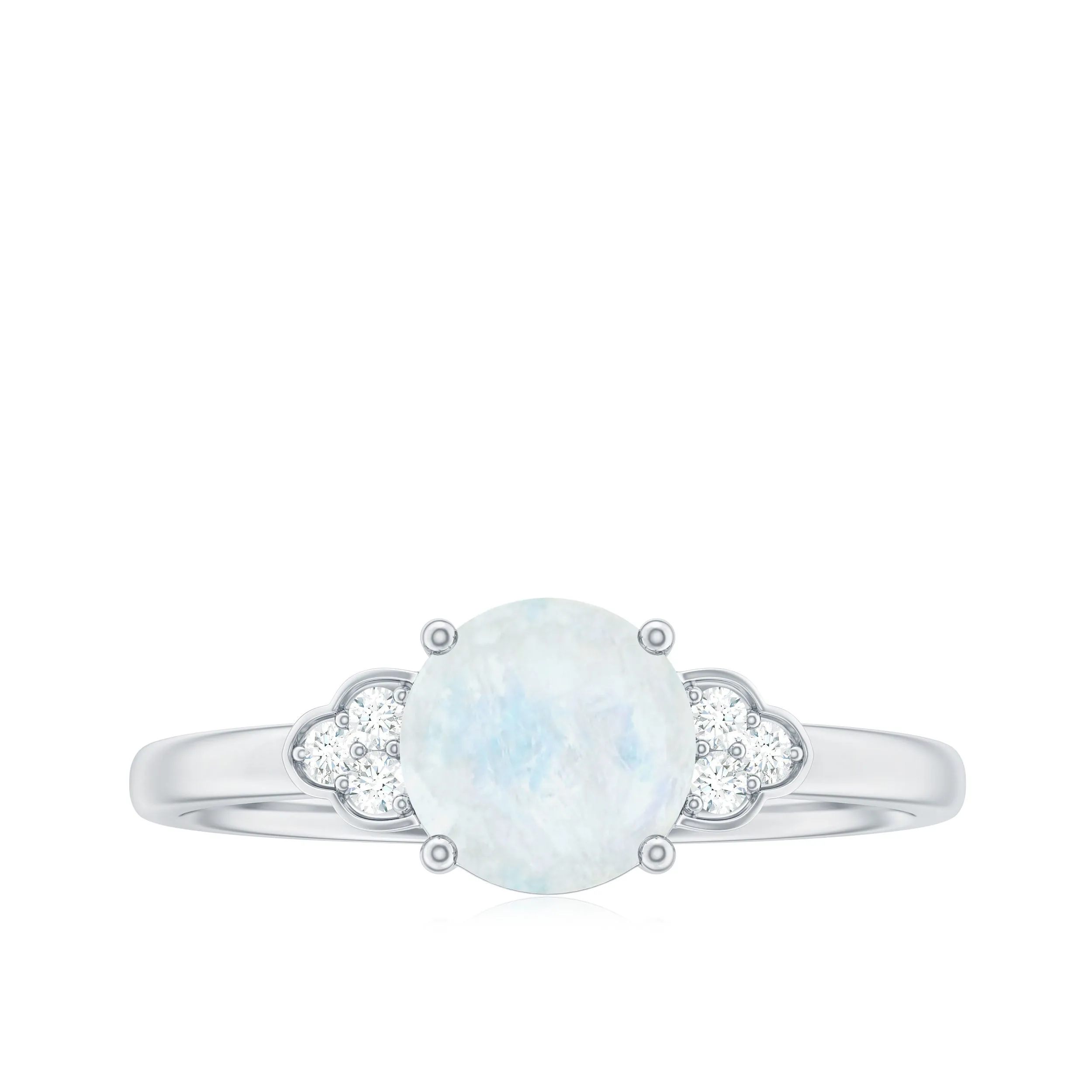 1.50 CT Moonstone Solitaire Engagement Ring with Diamond Trio