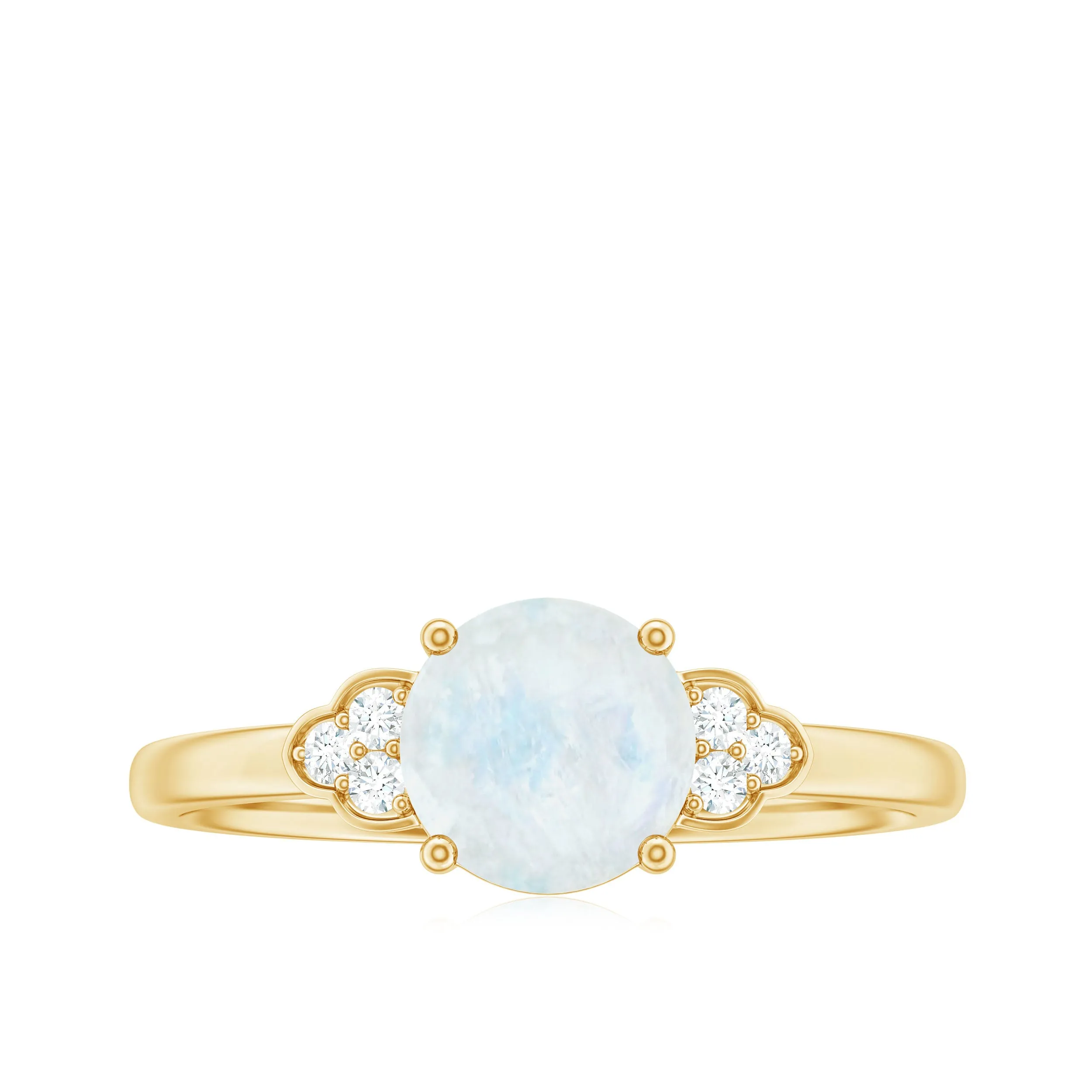 1.50 CT Moonstone Solitaire Engagement Ring with Diamond Trio