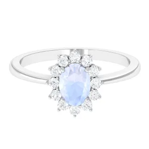 1.50 CT Princess Diana Inspired Oval Shape Moonstone Engagement Ring Diamond Halo