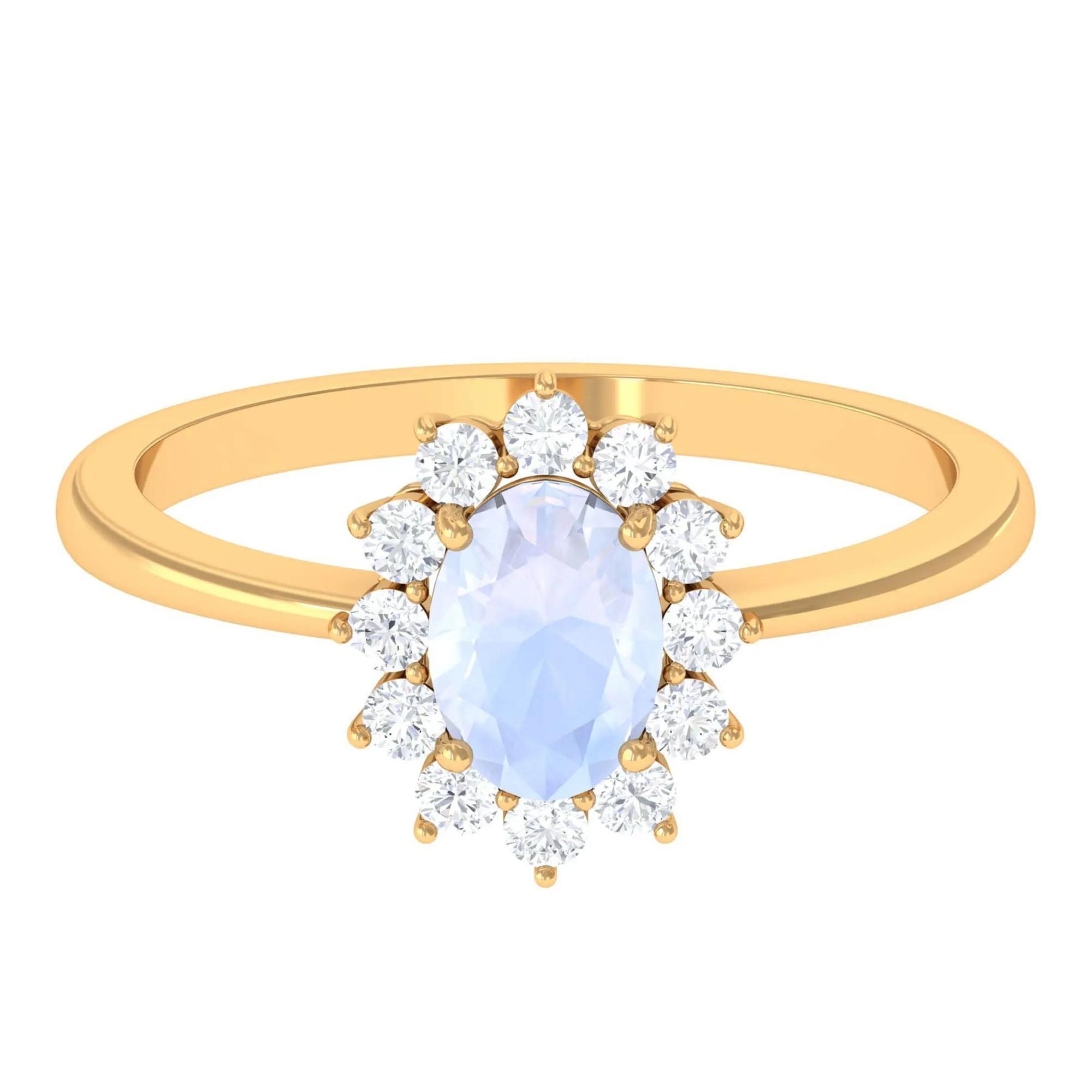 1.50 CT Princess Diana Inspired Oval Shape Moonstone Engagement Ring Diamond Halo