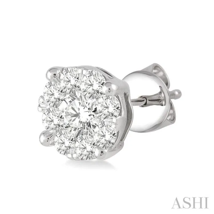 1/6 Ctw Lovebright Round Cut Diamond Earrings in 14K White Gold