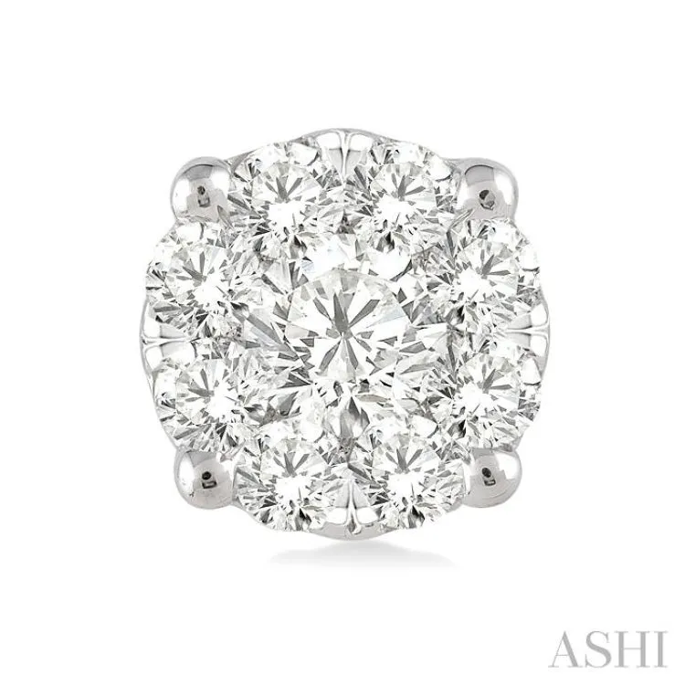 1/6 Ctw Lovebright Round Cut Diamond Earrings in 14K White Gold
