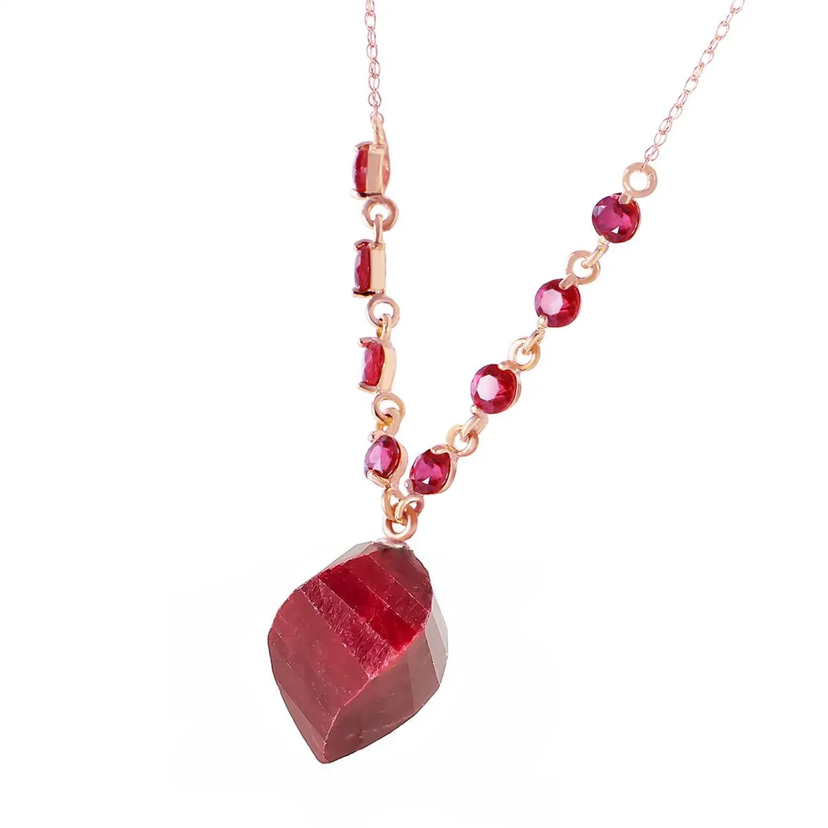 16.25 Carat 14K Solid Rose Gold Rave Ruby Necklace