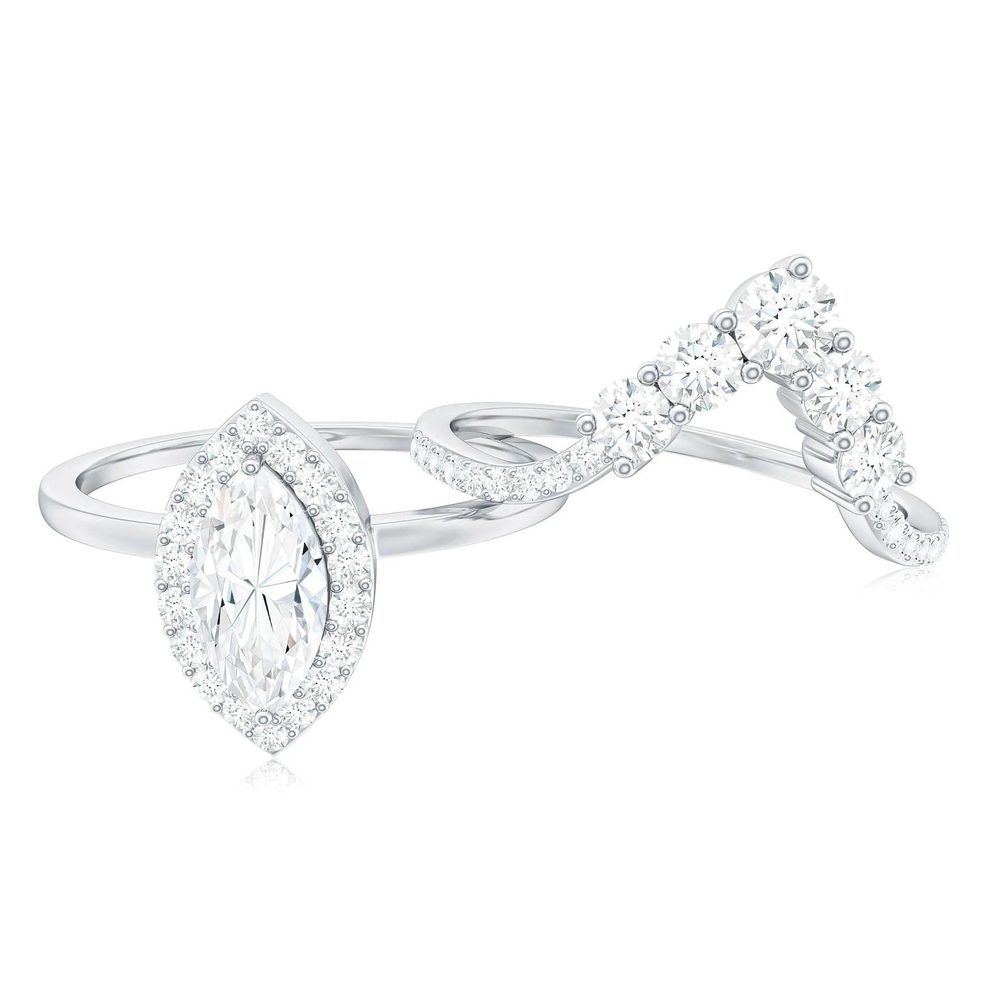 1.75 CT Marquise Cut Moissanite Wedding Ring Set in Gold