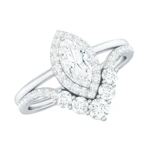 1.75 CT Marquise Cut Moissanite Wedding Ring Set in Gold