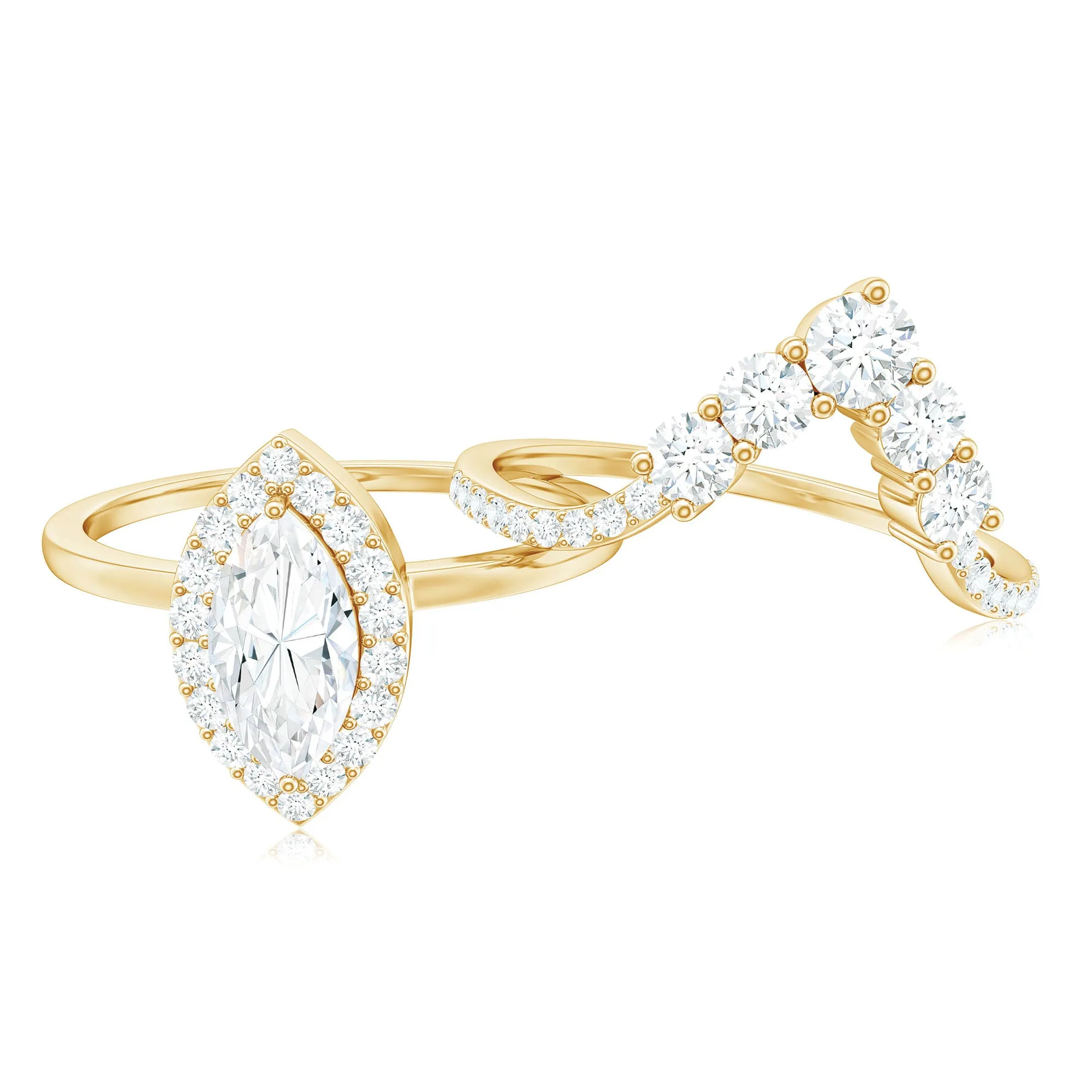 1.75 CT Marquise Cut Moissanite Wedding Ring Set in Gold