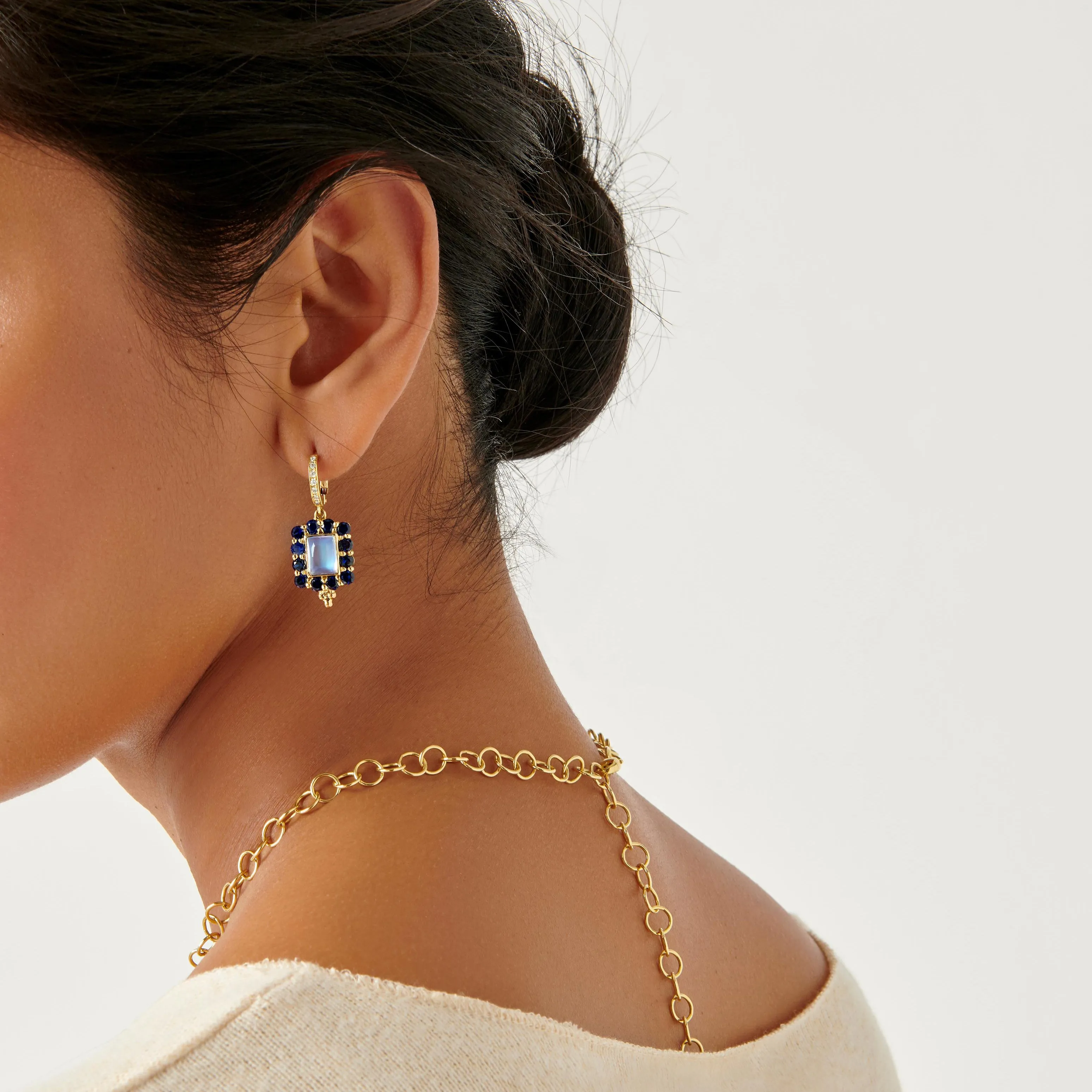 18K Blue Moonstone Color Theory Earrings