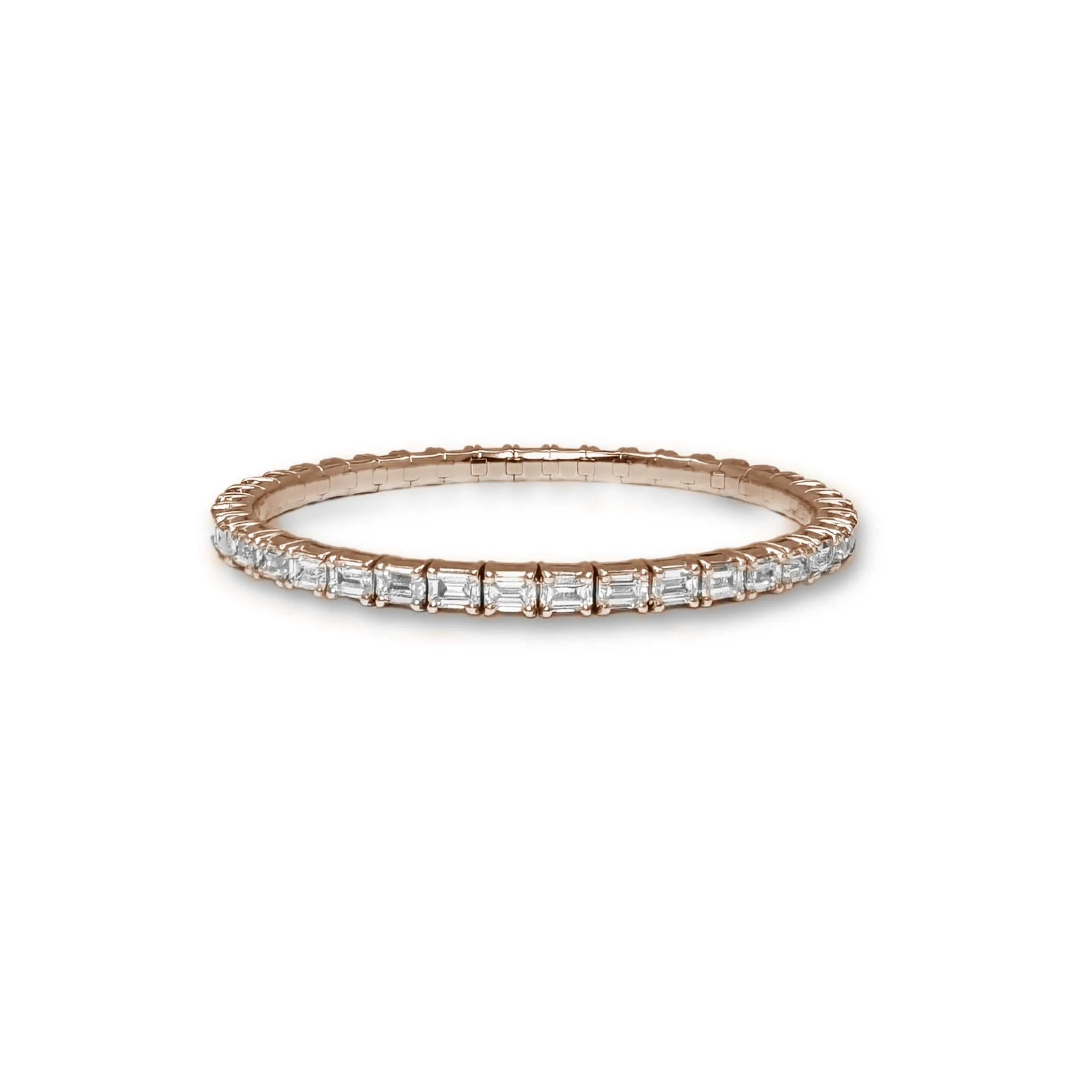 18K Gold Stretch Emerald Cut Diamond Tennis Bracelet, 8.0 Carats, Lab Grown