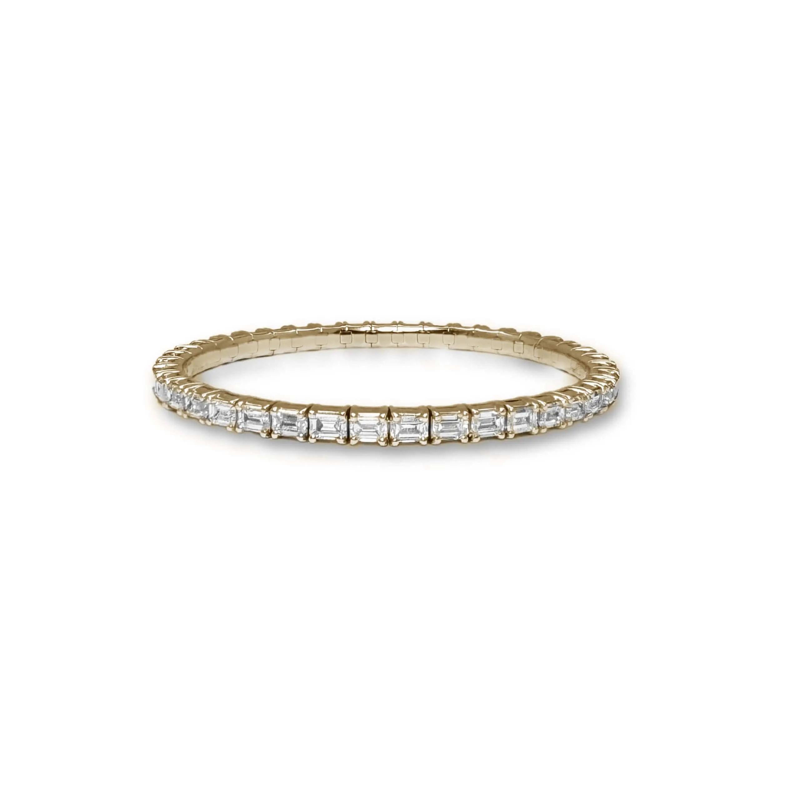 18K Gold Stretch Emerald Cut Diamond Tennis Bracelet, 8.0 Carats, Lab Grown