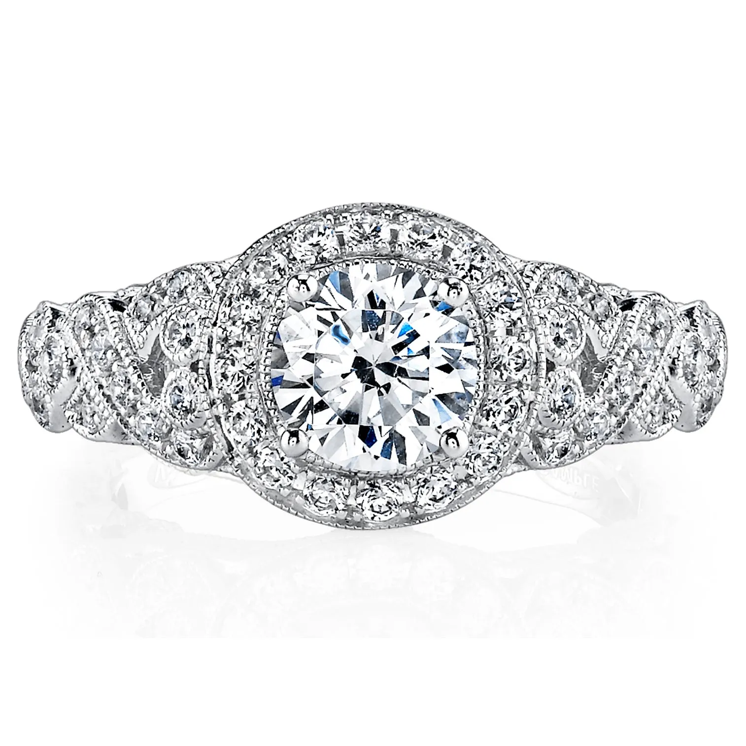18K White Gold Halo Diamond Engagement Ring