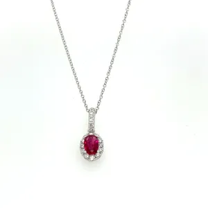 18K White Gold Ruby and Diamond Necklace