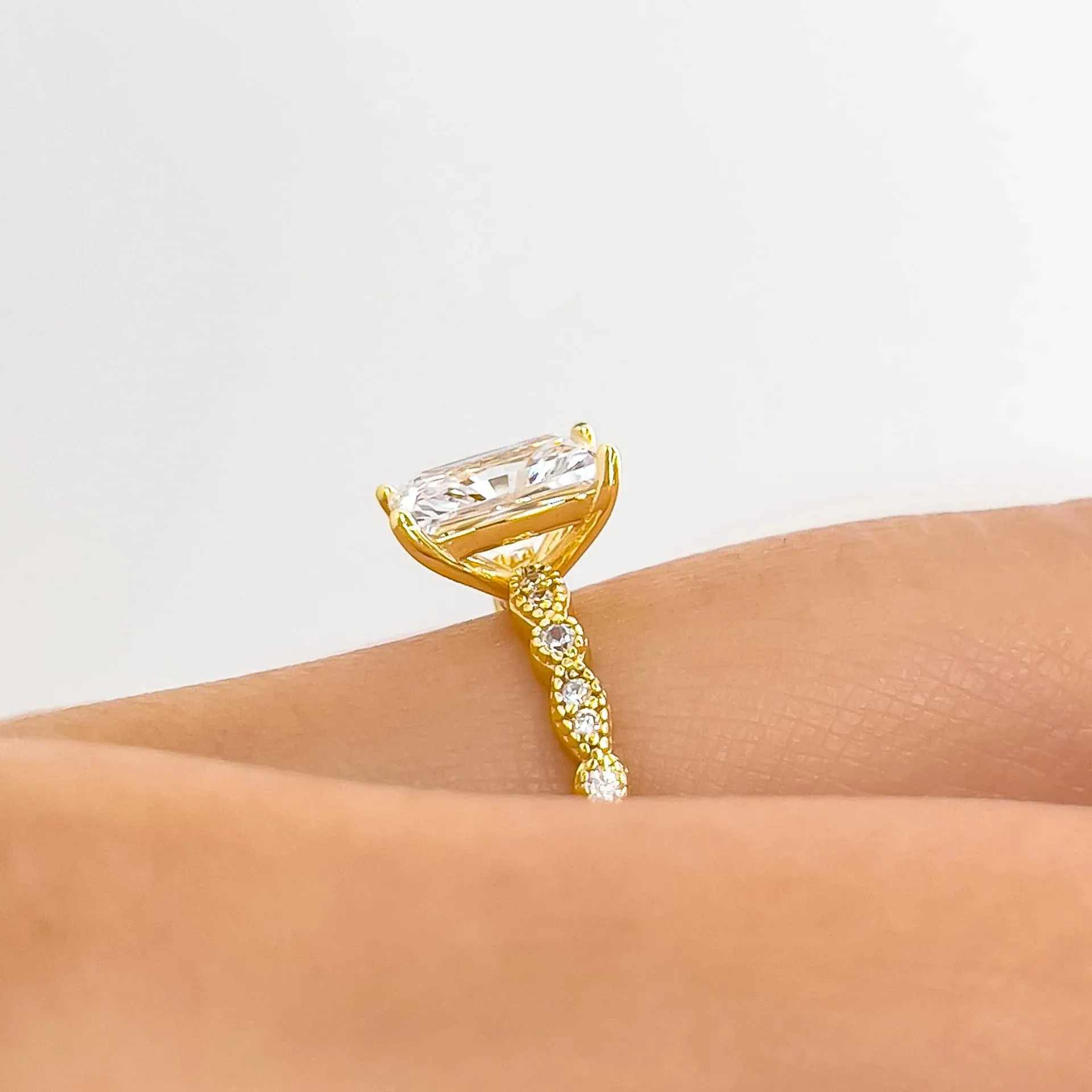 2 Carat Vintage Radiant Cut Engagement Ring - Gold