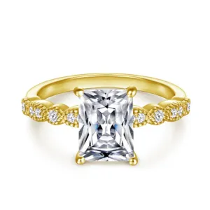 2 Carat Vintage Radiant Cut Engagement Ring - Gold