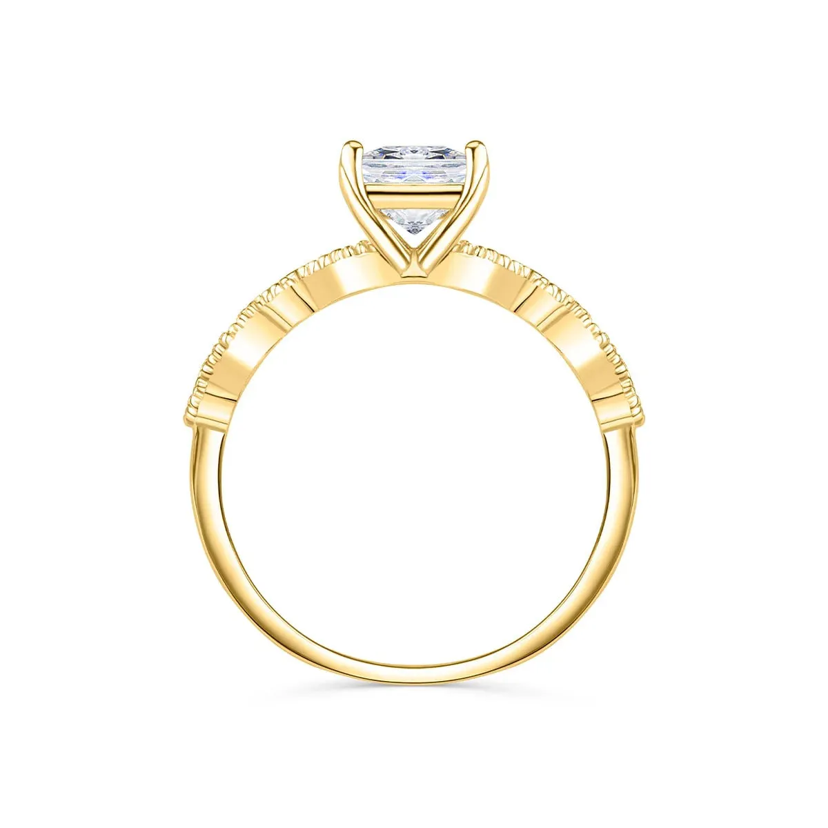 2 Carat Vintage Radiant Cut Engagement Ring - Gold