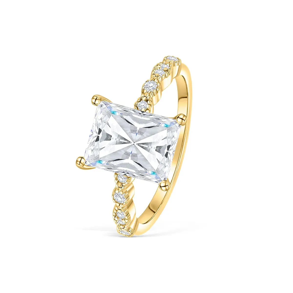 2 Carat Vintage Radiant Cut Engagement Ring - Gold