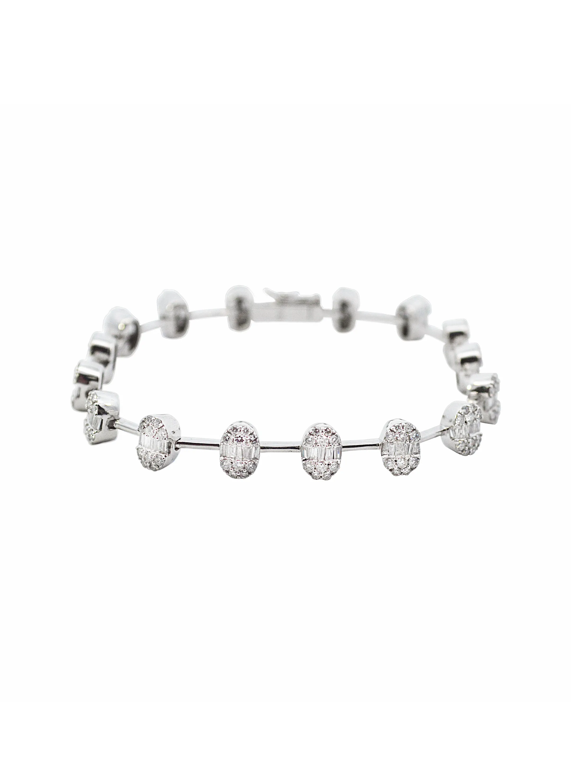 3.25ct Diamond 18K Gold Oval Link Tennis Bracelet