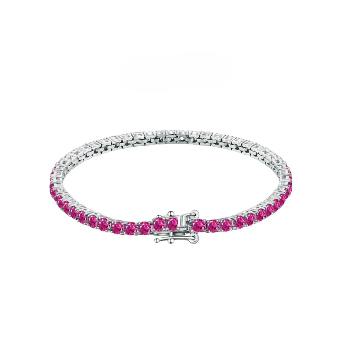 3mm Fuchsia Pink CZ Tennis Bracelet