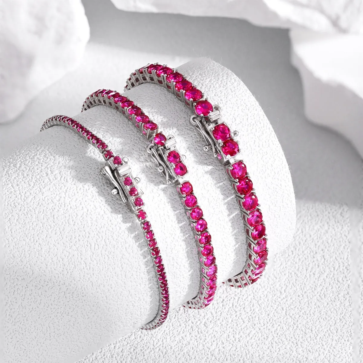 3mm Fuchsia Pink CZ Tennis Bracelet