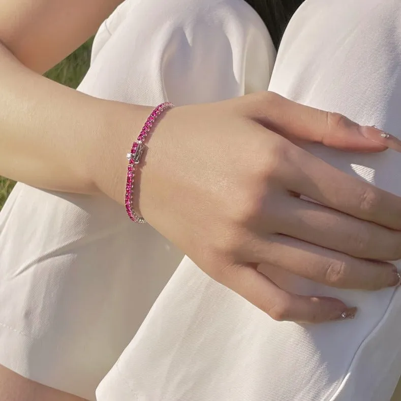 3mm Fuchsia Pink CZ Tennis Bracelet