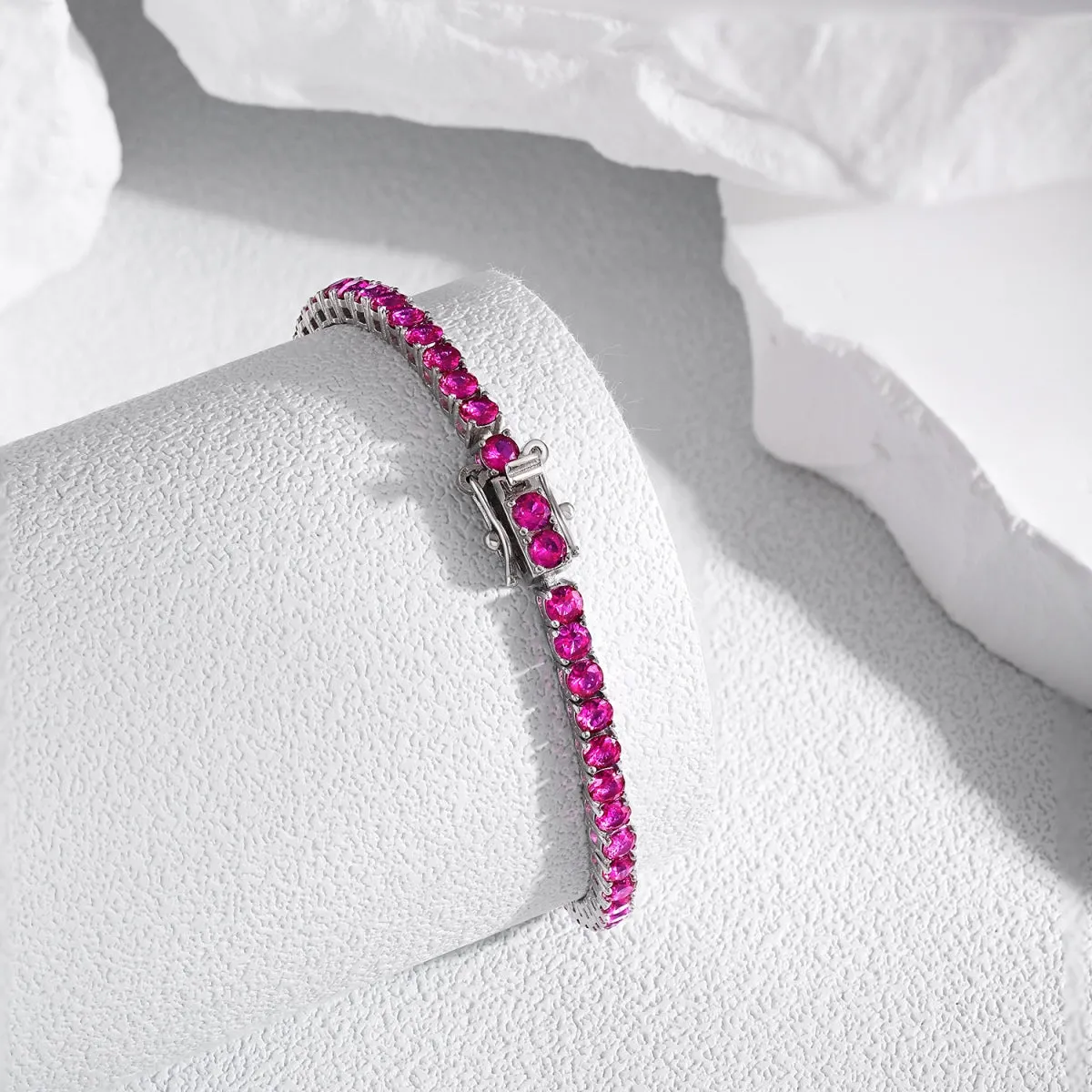 3mm Fuchsia Pink CZ Tennis Bracelet