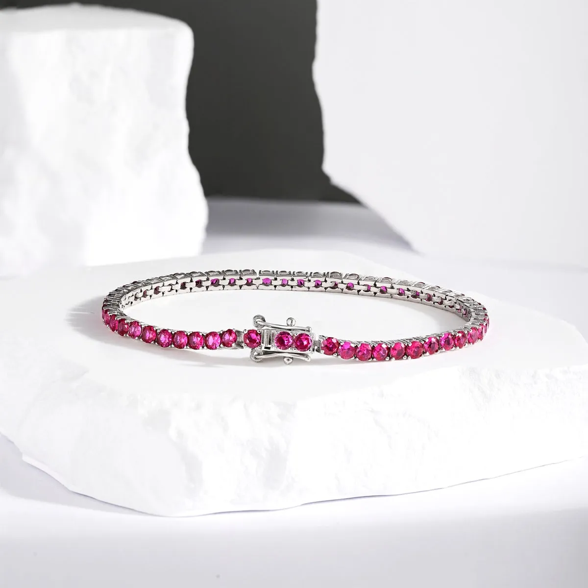 3mm Fuchsia Pink CZ Tennis Bracelet