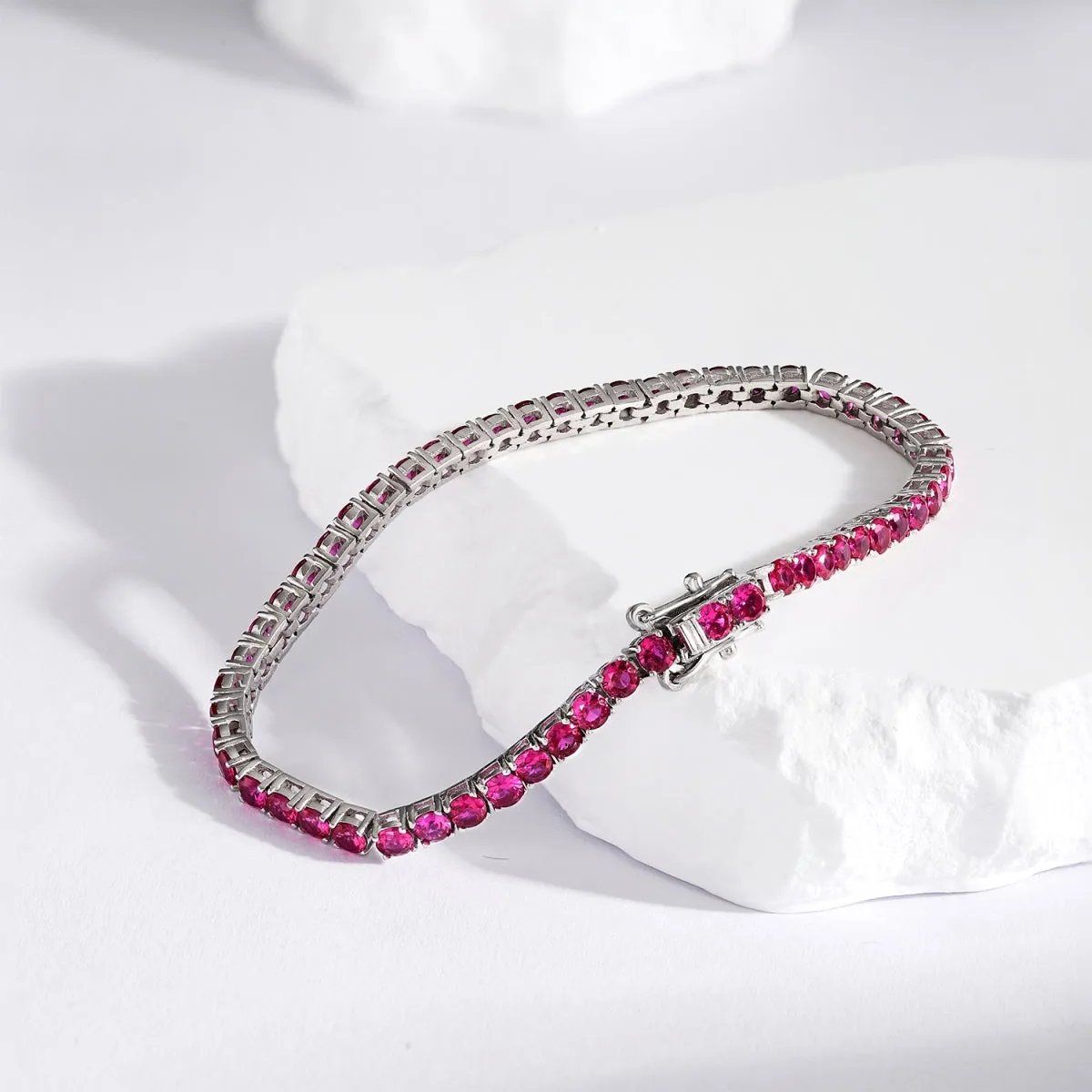 3mm Fuchsia Pink CZ Tennis Bracelet