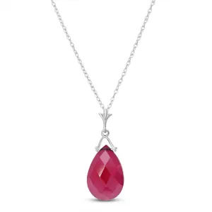 8 Carat 14K Solid White Gold Necklace Briolette Ruby