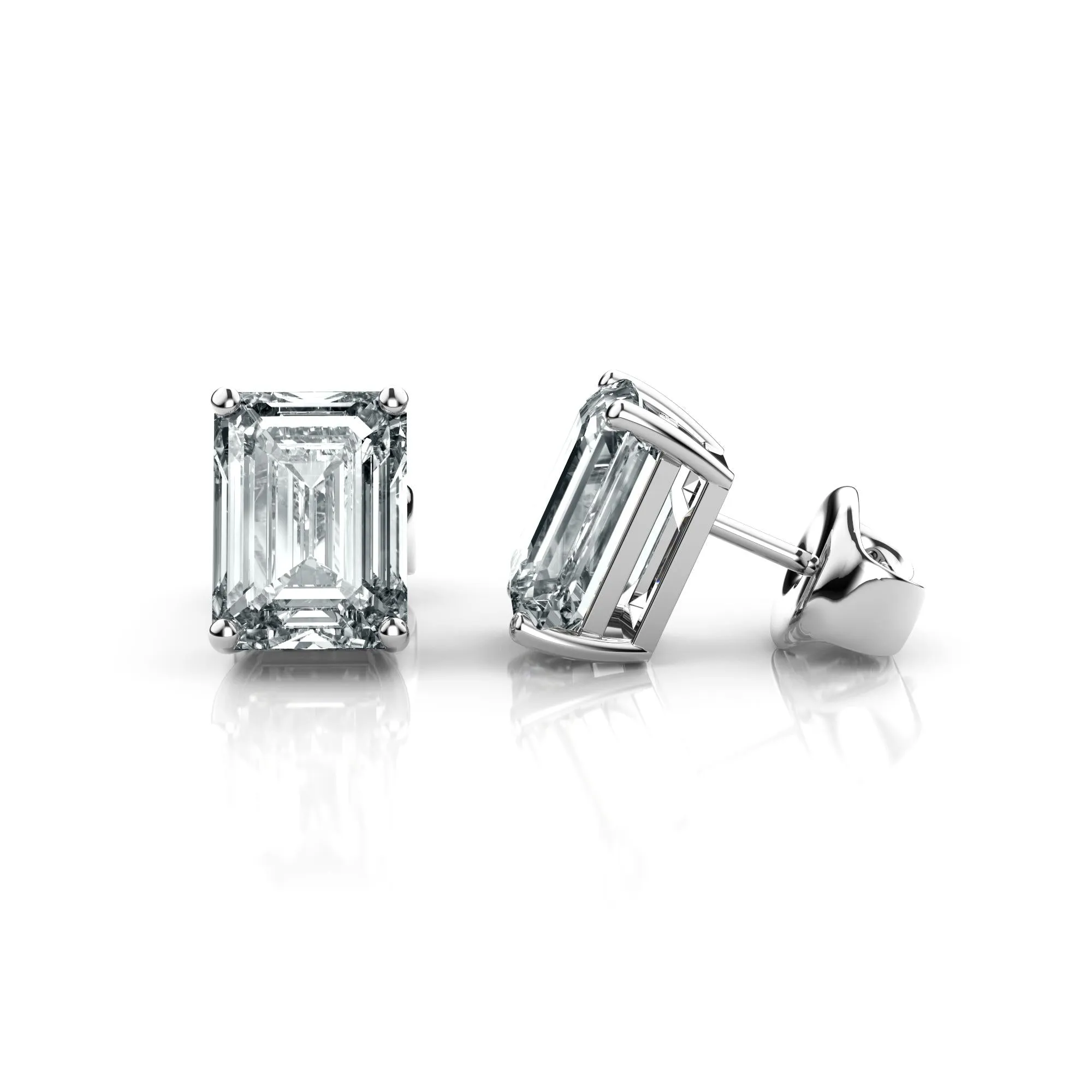 8 Carat TW Emerald Cut Lab Grown Diamond Stud Earrings | IGI Certified