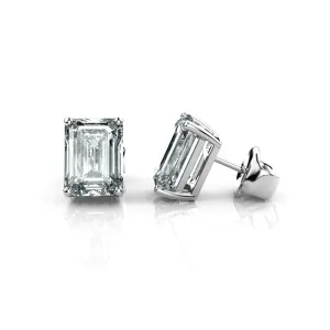 8 Carat TW Emerald Cut Lab Grown Diamond Stud Earrings | IGI Certified