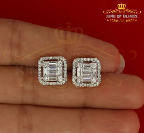 925 Rose Sterling Silver 0.96ct Cubic Zirconia Women's Hip Hop Square Earrings