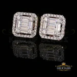 925 Rose Sterling Silver 0.96ct Cubic Zirconia Women's Hip Hop Square Earrings