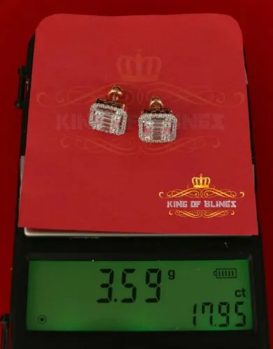 925 Rose Sterling Silver 0.96ct Cubic Zirconia Women's Hip Hop Square Earrings