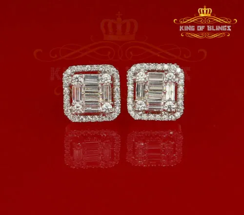 925 Rose Sterling Silver 0.96ct Cubic Zirconia Women's Hip Hop Square Earrings