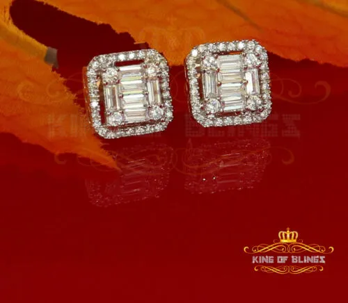 925 Rose Sterling Silver 0.96ct Cubic Zirconia Women's Hip Hop Square Earrings