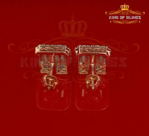 925 Rose Sterling Silver 0.96ct Cubic Zirconia Women's Hip Hop Square Earrings