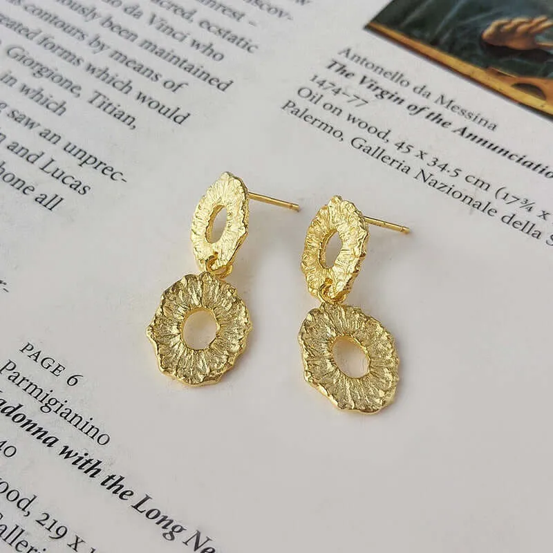 925 Silver Exaggerated Multi-layered Gold Hoop Earrings