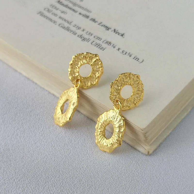 925 Silver Exaggerated Multi-layered Gold Hoop Earrings