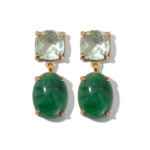 Agnes Stud, Prasiolite & African Jade, Gold