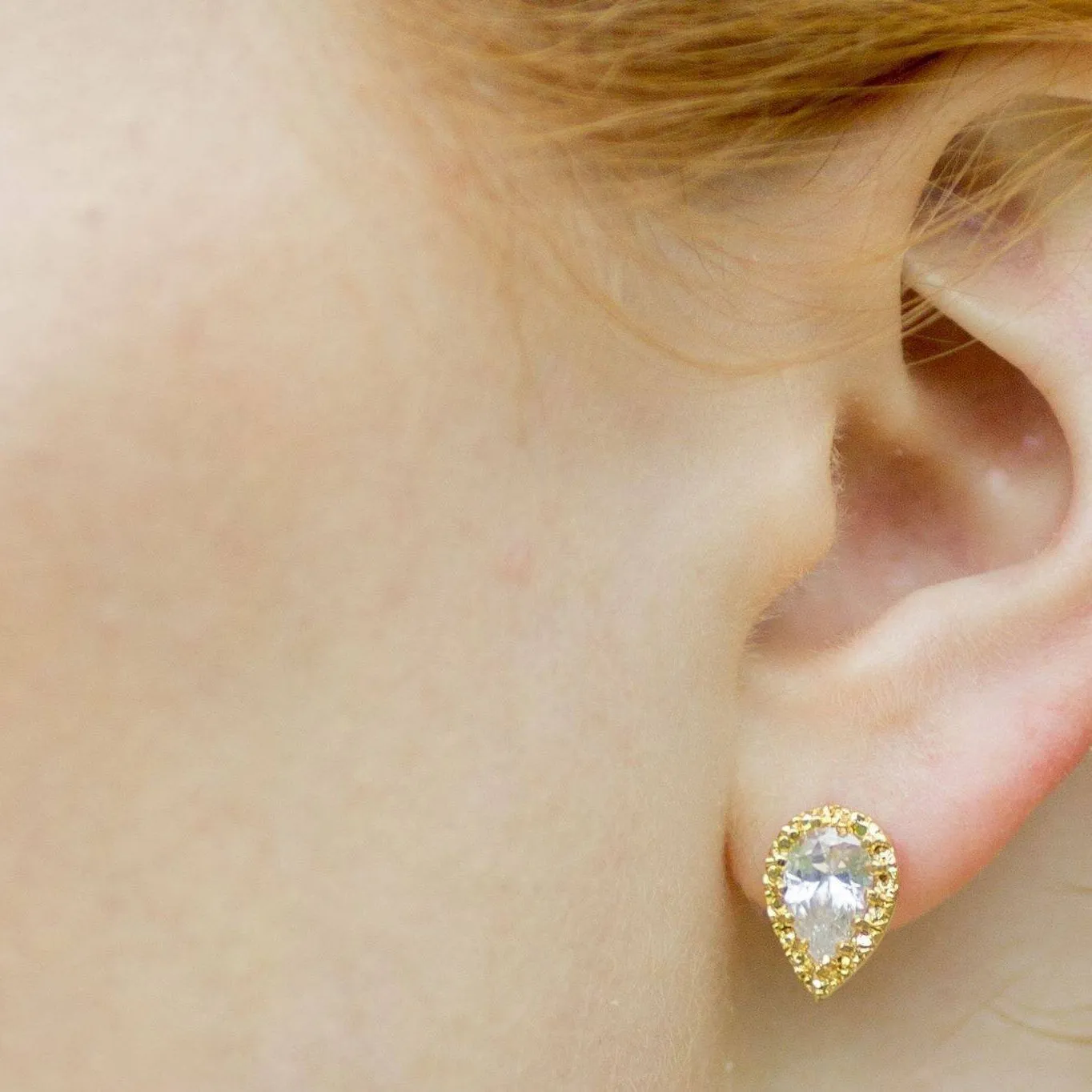 Alice, Gold Pear Shaped Crystal Earrings