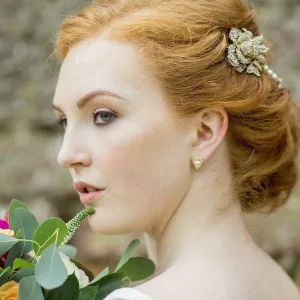 Alice, Gold Pear Shaped Crystal Earrings
