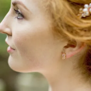 Alice, Rose Gold Teardrop Stud Crystal Earrings