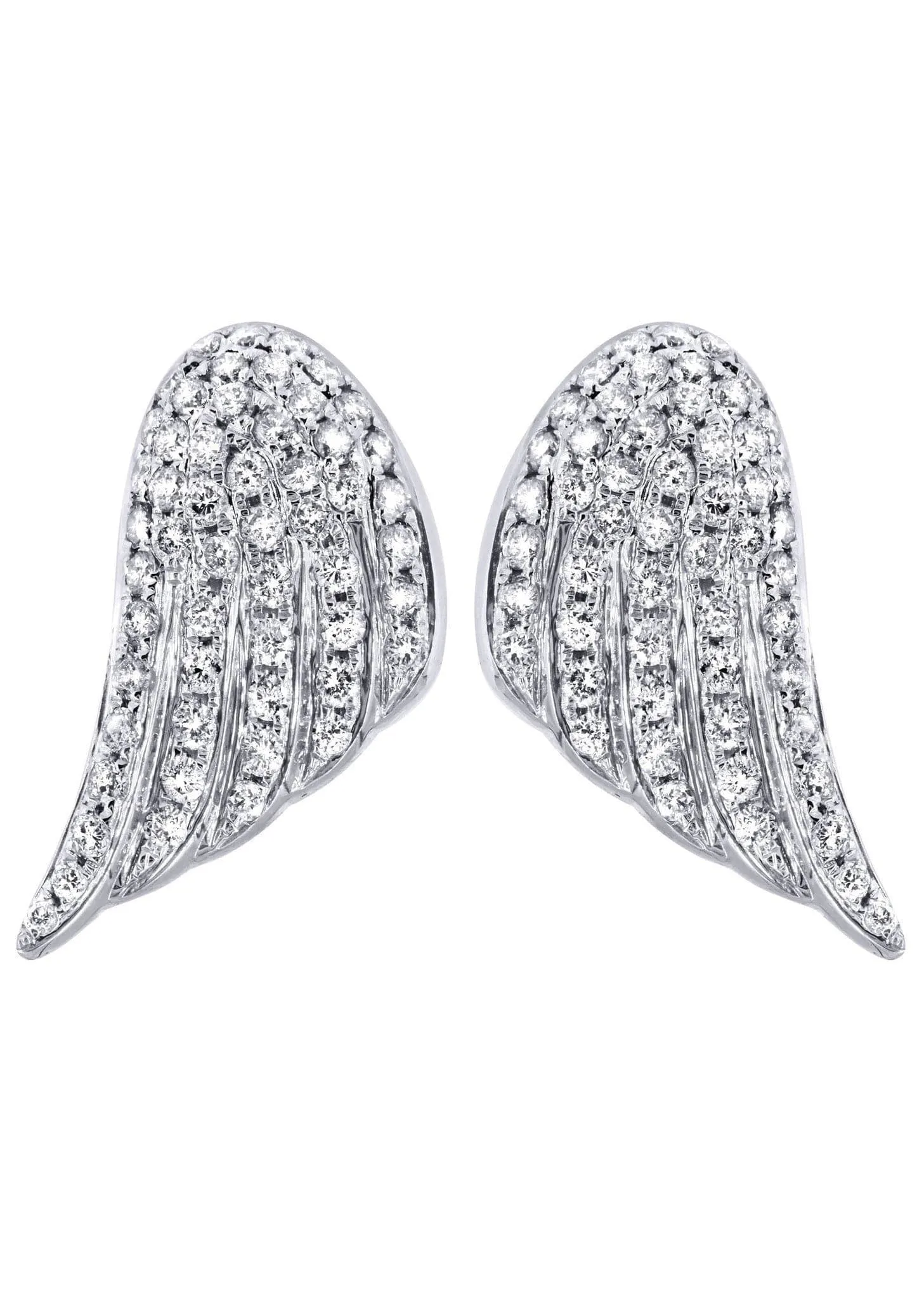 Angel Diamond Earrings For Men |  14K White Gold  | 1.56 Carats