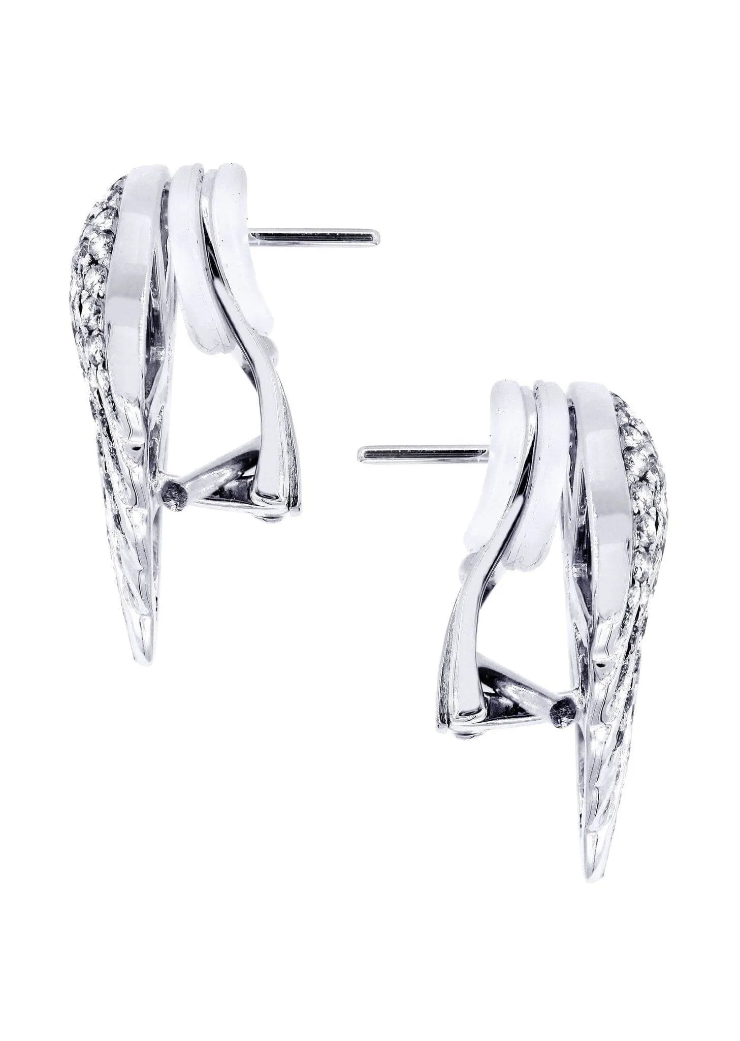 Angel Diamond Earrings For Men |  14K White Gold  | 1.56 Carats
