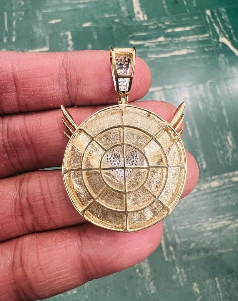 Angel Heart Wing Medallion Pendant 0.79Ct Diamond Pendant 10K Yellow Gold Angel Wing Charm Pendant  | Gift For Him
