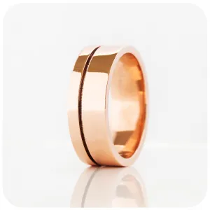 Angelo, a Solid Gold Grooved Mens Wedding Ring - Polished