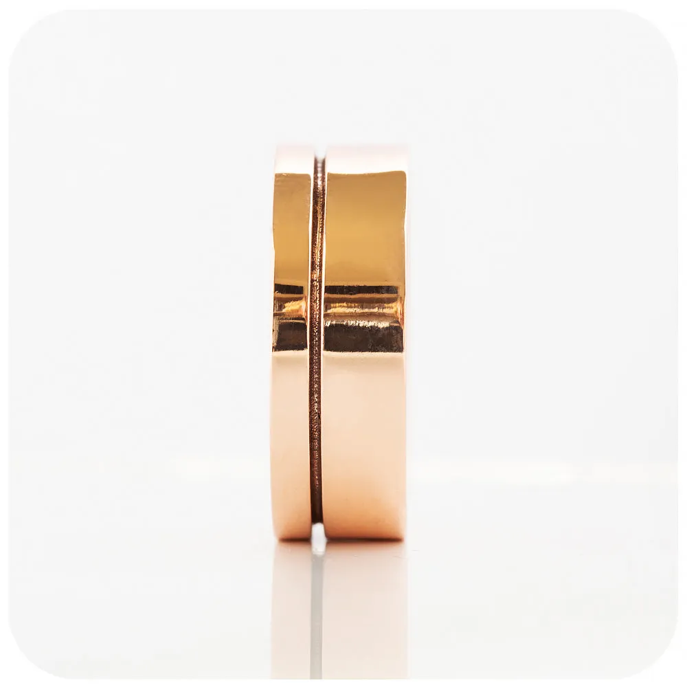 Angelo, a Solid Gold Grooved Mens Wedding Ring - Polished